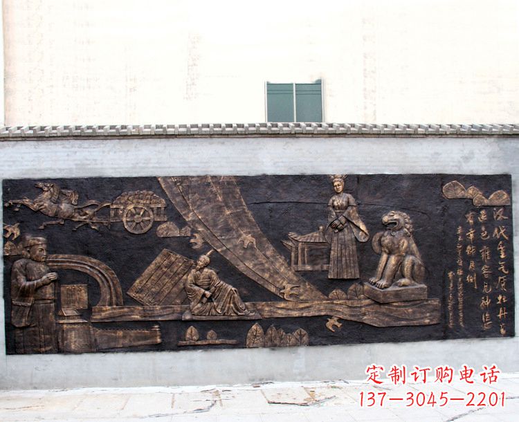 许昌“汉代重气质，牡丹留正色”中国传统文化浮雕壁画，玻璃钢仿铜园林墙壁装饰壁画