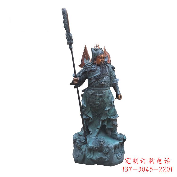 许昌玻璃钢仿铜彩绘关公像