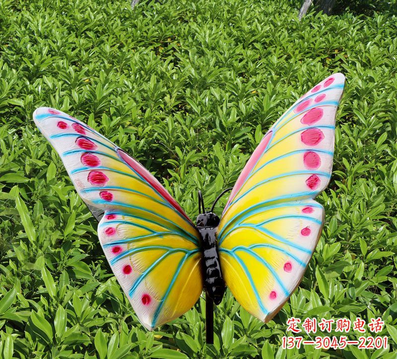 许昌玻璃钢仿真蝴蝶插件,公园草丛昆虫雕塑