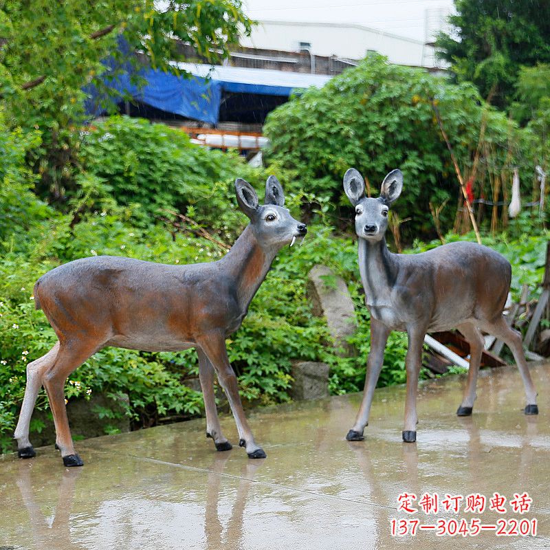 许昌玻璃钢仿真鹿雕塑-农家院动物摆件