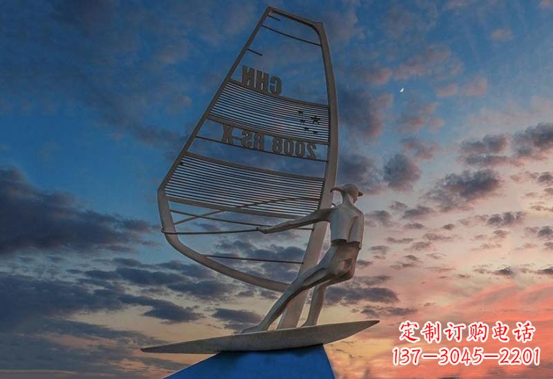 许昌不锈钢抽象驾驶帆船人物雕塑