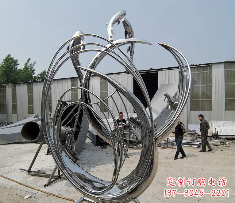 许昌不锈钢抽象鲤鱼跃龙门雕塑