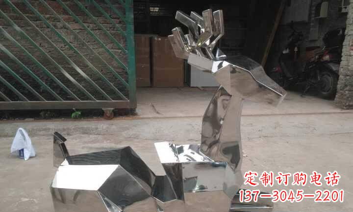 许昌不锈钢抽象小鹿雕塑 (2)