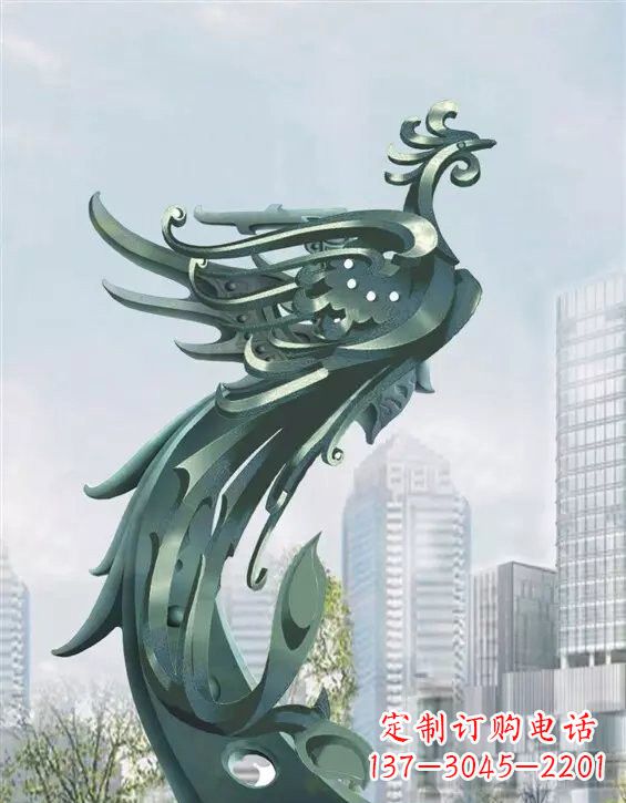 许昌不锈钢大型凤凰雕塑美丽而神秘