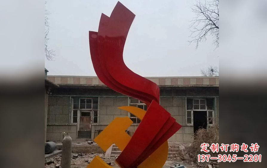 许昌不锈钢党徽雕塑——为共产主义奠基