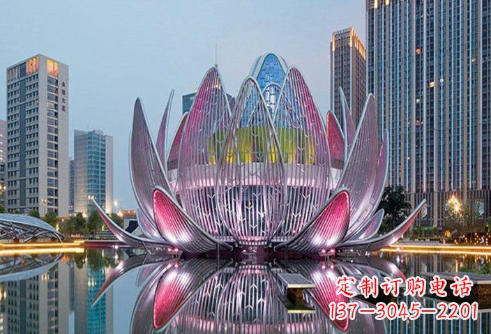 许昌不锈钢灯光景观荷花雕塑