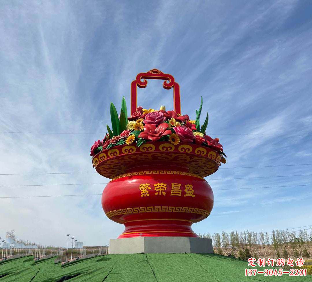 许昌不锈钢花篮雕塑象征繁荣昌盛