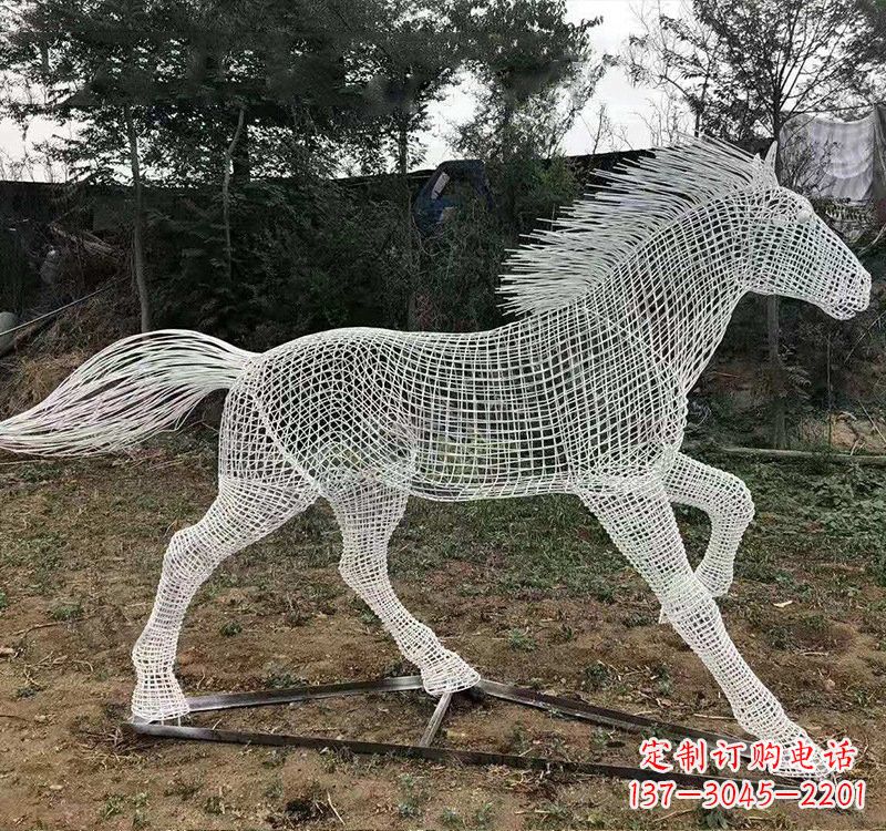 许昌不锈钢公园镂空奔马雕塑