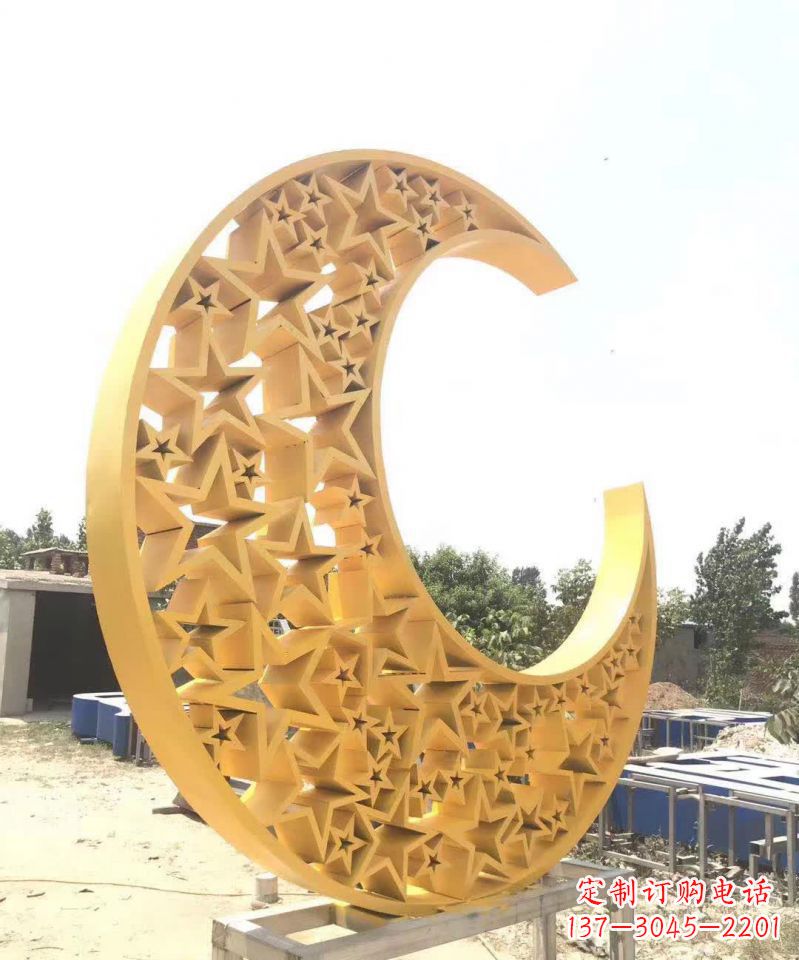 许昌不锈钢广场景观五星月亮雕塑1