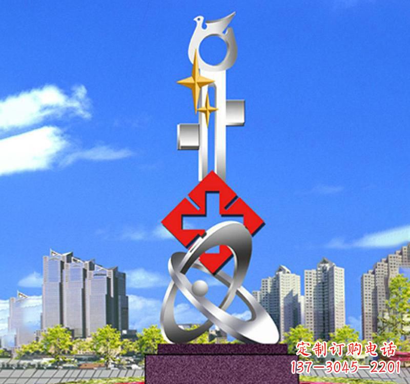 许昌不锈钢红十字和平鸽雕塑