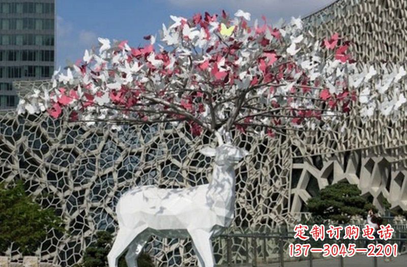 许昌不锈钢几何小鹿雕塑精致之美