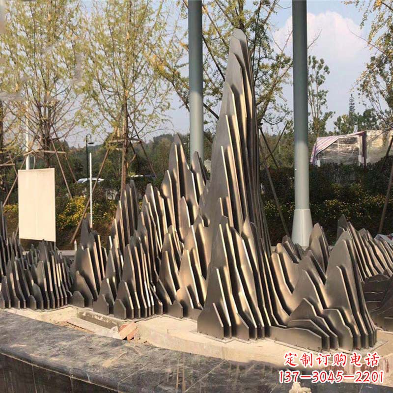 许昌不锈钢假山雕塑-公园园林创意景观雕塑