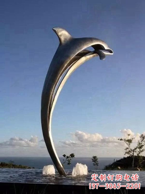 许昌不锈钢景区大型抽象海豚雕塑