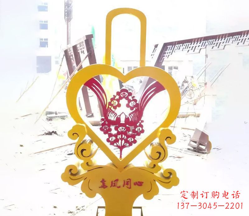 许昌不锈钢龙凤同心雕塑精美雕刻传递着浓浓爱意