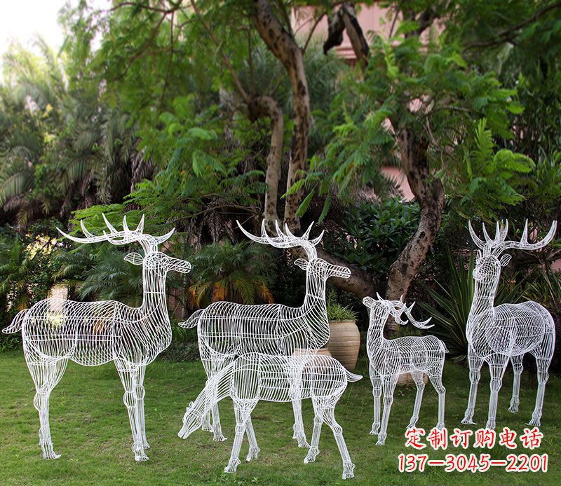 许昌精美的不锈钢镂空梅花鹿雕塑