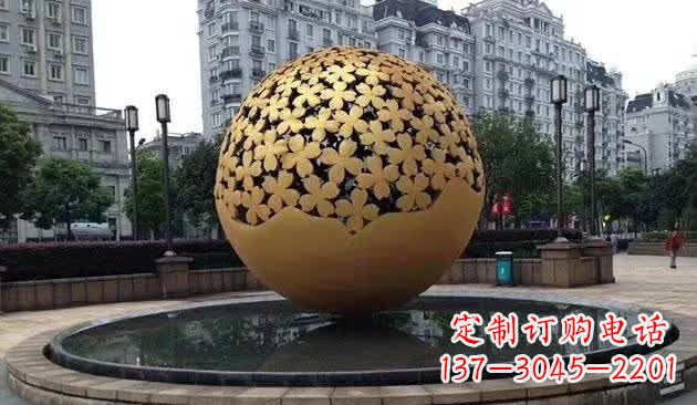 许昌不锈钢镂空球喷泉雕塑——精致美观