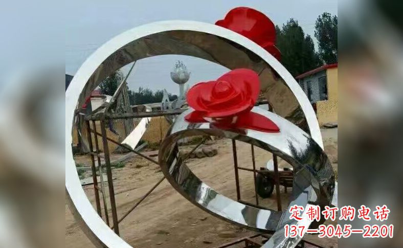 许昌不锈钢玫瑰花戒指雕塑