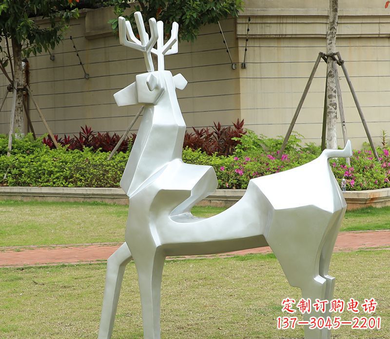 许昌不锈钢美陈动物雕塑——鹿