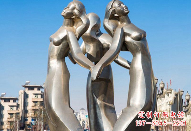 许昌不锈钢手拉手的女孩雕塑