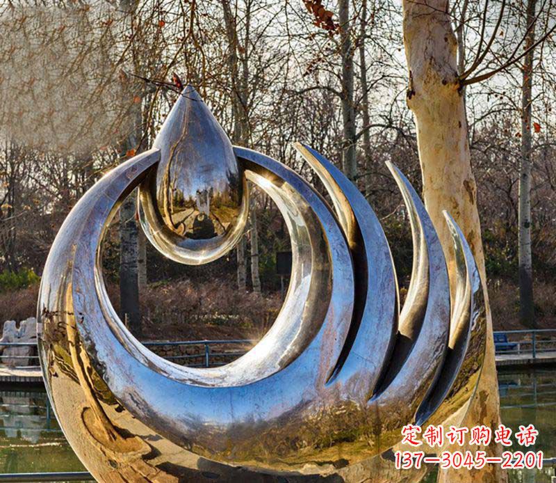 许昌不锈钢水滴雕塑给园林带来流动的美