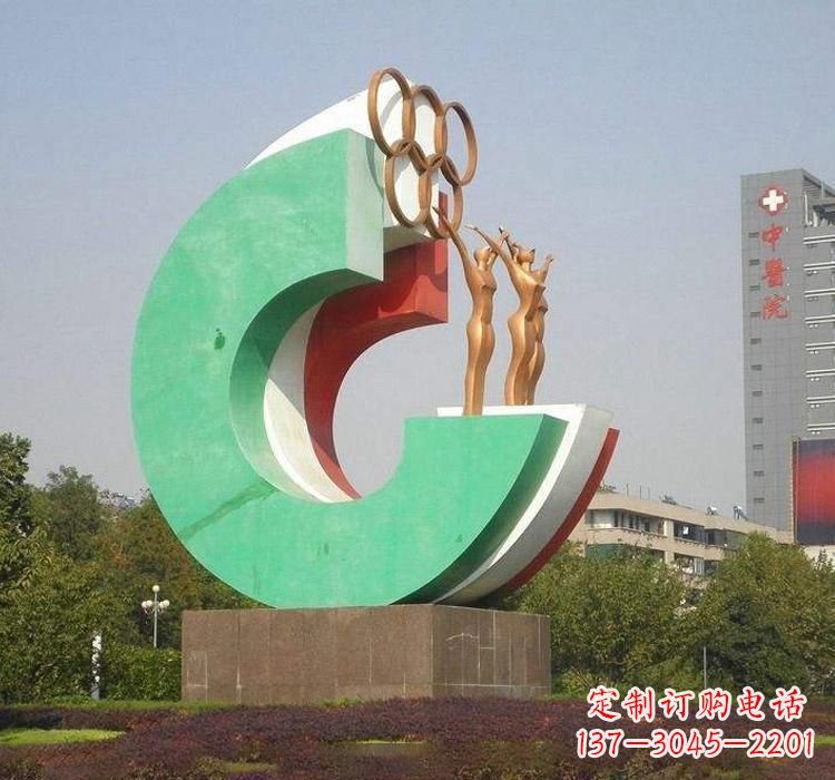 许昌不锈钢五环运动员人物雕塑