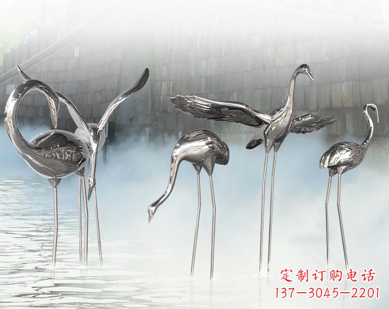 许昌不锈钢仙鹤飞鸟雕塑