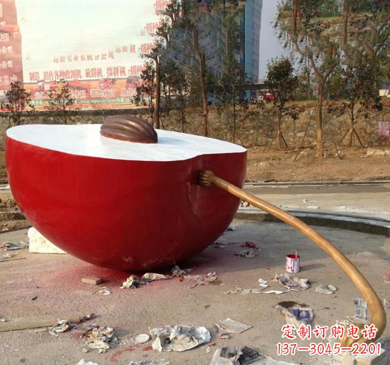 许昌不锈钢现代广场大型苹果雕塑