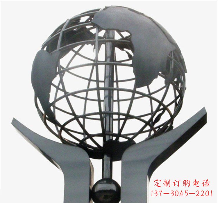 许昌象征地球一体的不锈钢校园手托地球雕塑