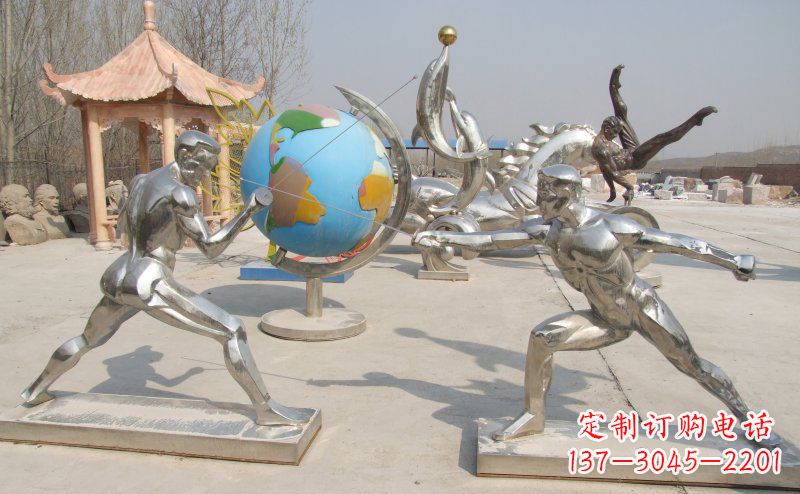 许昌勇敢者的身影——不锈钢运动员击剑雕塑