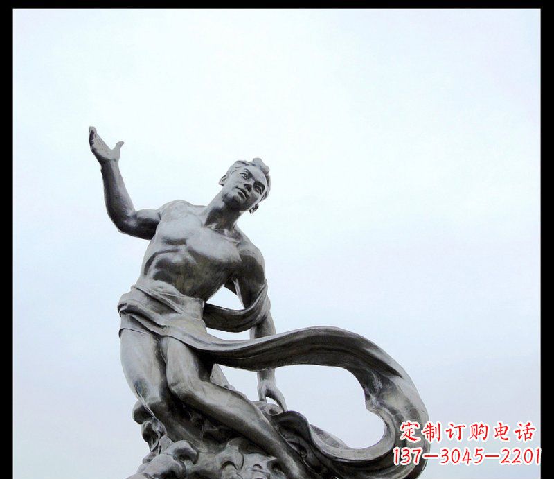 许昌不锈钢站在浪花上的男人公园雕塑