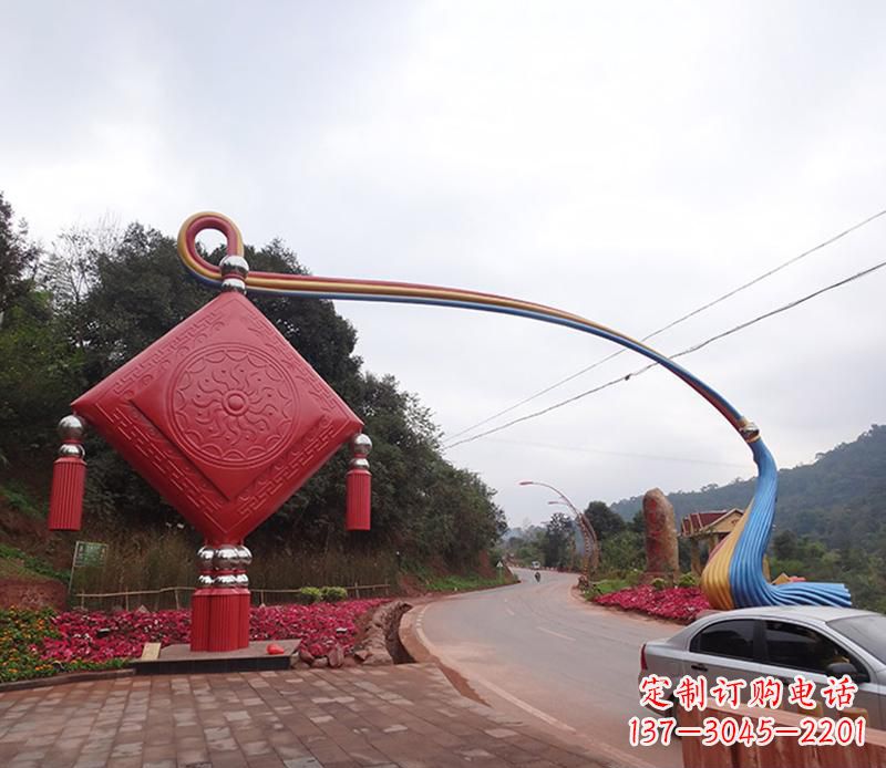 许昌不锈钢中国结拱门雕塑