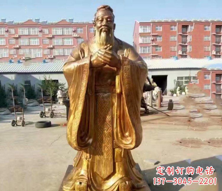 许昌纯铜校园古代孔子人物铜雕塑