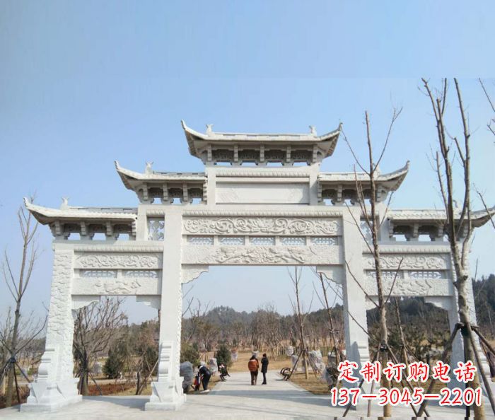 许昌村口三门石雕牌楼 (6)