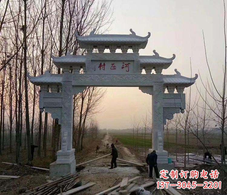 许昌村庄单门牌坊石雕