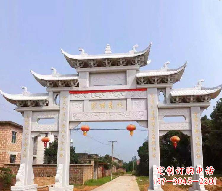 许昌村庄三门五楼牌坊石雕