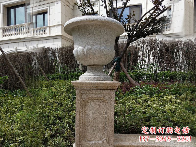 许昌大理石花钵小区花盆石雕艺术品