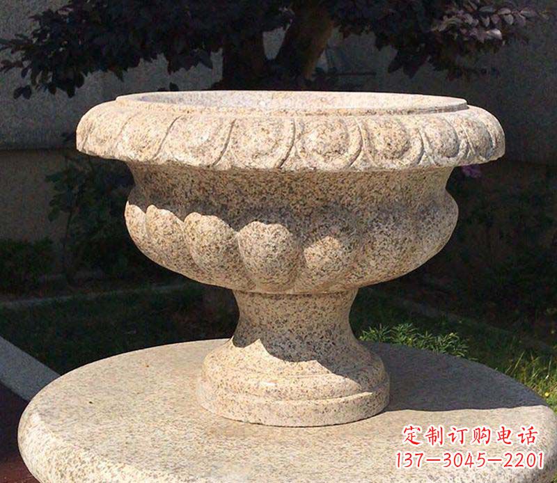 许昌大理石花钵公园花盆石雕
