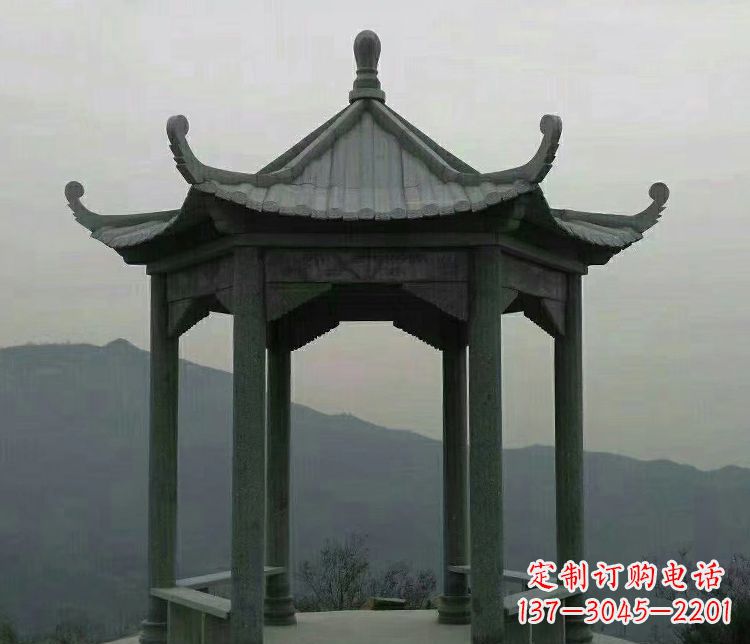 许昌大理石凉亭景区六角石雕