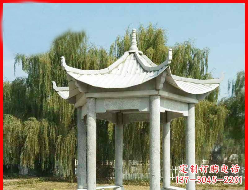 许昌大理石六角凉亭公园石雕 (3)