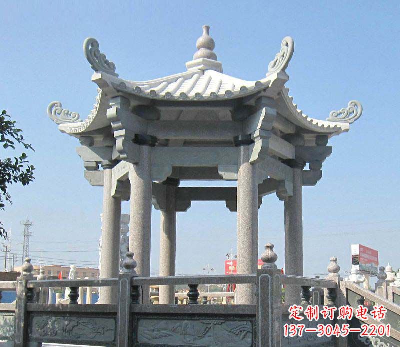 许昌大理石六角凉亭石雕 (2)