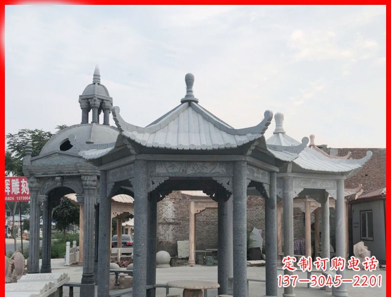 许昌大理石六角凉亭公园石雕 (5)