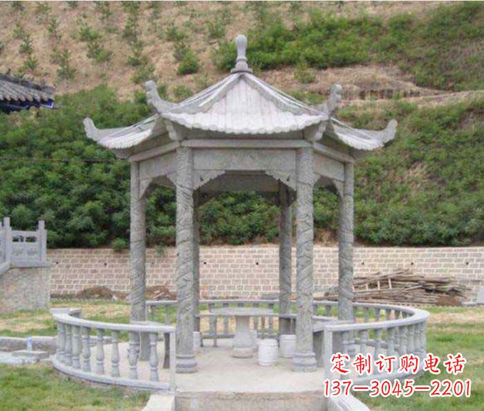 许昌大理石六角石雕凉亭 (2)