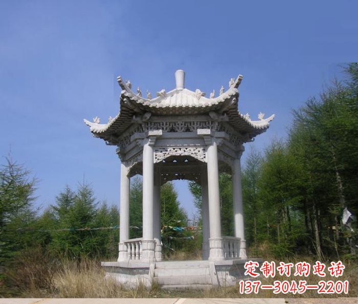 许昌精美大理石六角石凉亭雕塑
