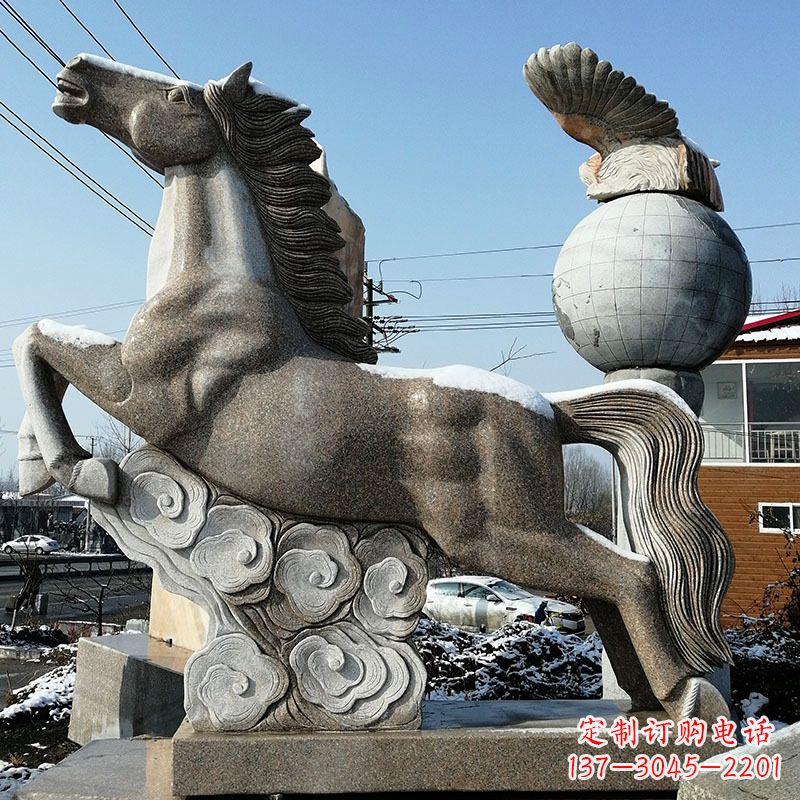 许昌大理石马踏祥云雕塑