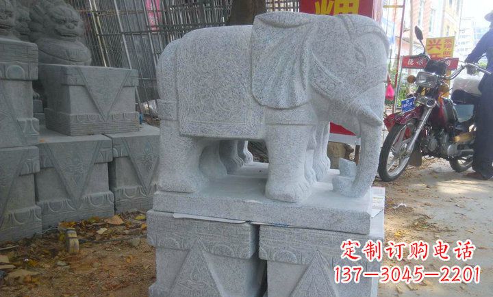 许昌大理石门口大象招财镇宅石雕