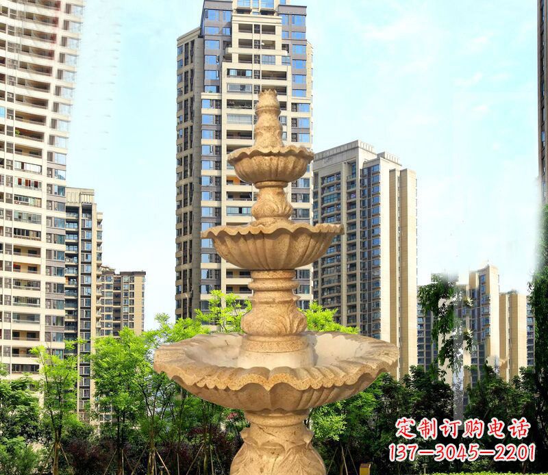 许昌大理石三层喷泉公园石雕 (2)