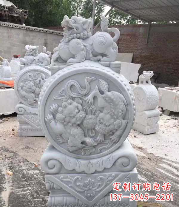 许昌大理石狮子抱鼓石雕塑