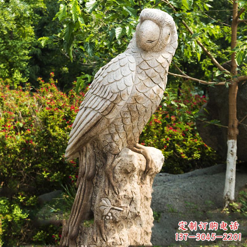 许昌大理石鹦鹉雕塑-公园院落动物雕塑摆件