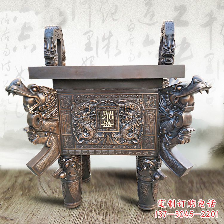 许昌典雅双龙四龙铜鼎雕塑