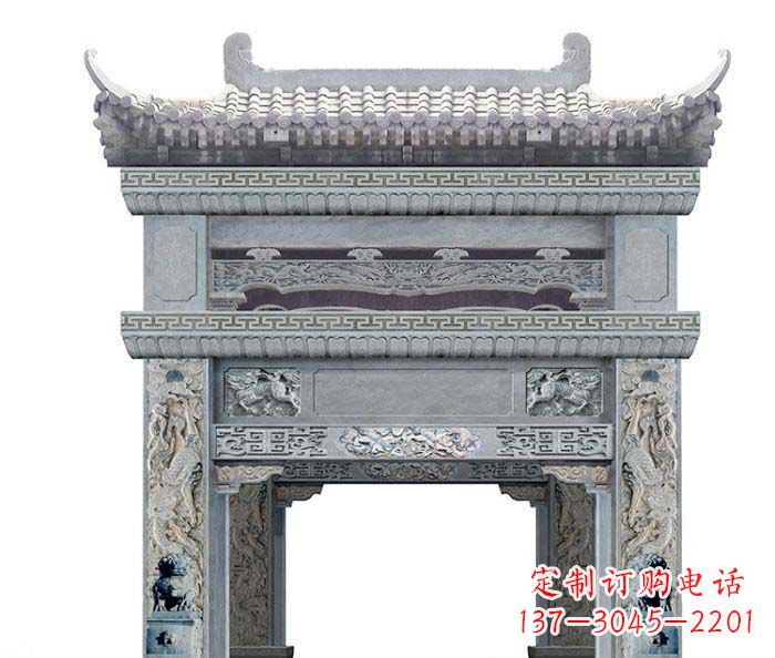许昌单门村口石雕牌坊 (2)